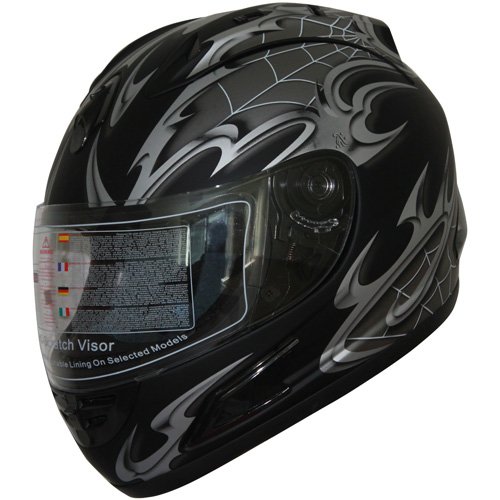 DOT Full Face Street Motorcycle Helmet Spider Web Matt BLK Size - Medium