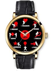 SPRAWL Aanalog Fashion Series Gold Ladies Watches of Genuine Black Leather Strap,Unique Wrist Watch for Women Girls Designed with Persist and Passion