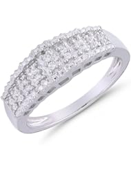 Sterling Silver Diamond 0.06cttw Step Ring