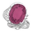 14K White Gold Rhodolite Garnet and Diamond Ring