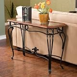Prentice Sofa Console Table Dark Cherry Trimmed Glass Top
