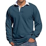 Front Row Long Sleeve Rugby Shirt, Airforce Blue, L