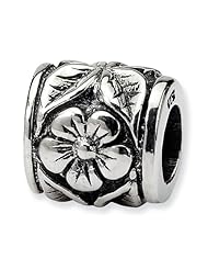 .925 Sterling Silver Floral Bead