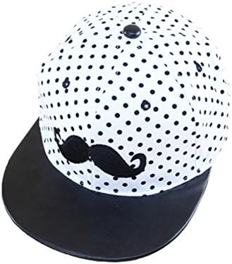 Dasot Casual Unisex Dots Mustache Sunhat Baseball Cap Dancing Hop-pop Brim Hat White