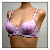 Jasmin Purple Sheer Mesh Floral Mold Bra #2730 sz 36AA 38AA
