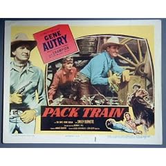 AR33 PACK TRAIN Gene Autry TERRIFIC orig '53 lobby card Here?s a wonderful  lobby card from the original release of PACK TRAIN with Gene Autry.    Lobby card is in EXCELLENT condition  A lobby card is an 11 x 14 inch placard advertising a movie.