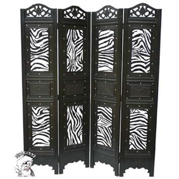 Phat Tommy Zebra Print 4 Panel Room Divider Screen