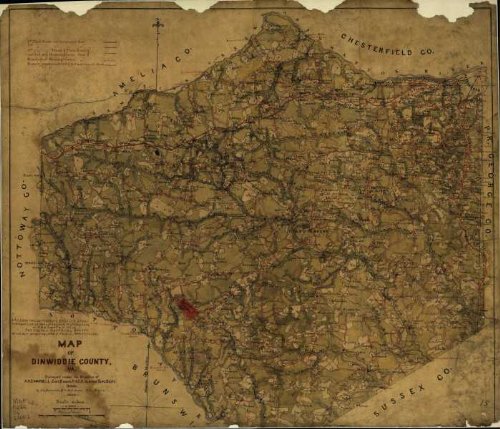 Map of Dinwiddie County, Va. : surveyed under the direction of A.H. Campbell, Capt. Engrs. P.A.C.S. in ch'ge Top'l Dept. D.N. Va. by S.L. Sommers & H.M. Graves, ass't. Engr's. 1864. (Civil War Map Reprint: 36