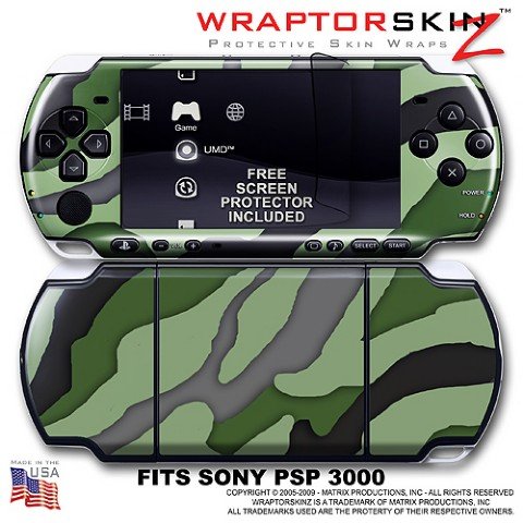 Camouflage Green WraptorSkinz Skin and Screen Protector Kit fits Sony PSP 3000