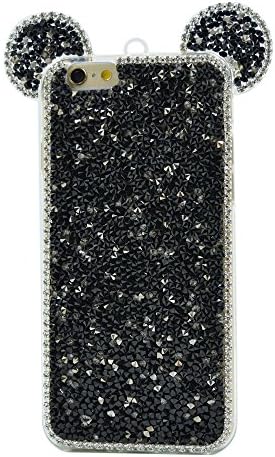 iPhone 6S Plus 5.5 Inch Case, Turf Mickey Mouse Ears Design Sparkle Glitter Diamond Bling Soft Clear TPU Back Cover for iPhone6/6s Plus Black