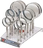 12pcs Chrome/Brass Body Magnifier Set with Stand Glass Lens