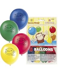 Toy: Curious George 12" Latex Balloons (8 count) - Unique Industries