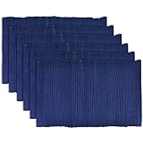 DII 100% Cotton Everyday Machine Washable Chindi Rag Placemat, 13 by 19-Inch, Nautical Blue, Set of 6