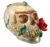 Cool Gothic Light-Up Skull & Rose Statue Accent Lamp