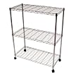 Seville Classics Chrome Mobile 3 Shelf Storage Unit