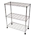 Seville Classics Chrome Mobile 3 Shelf Storage Unit