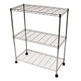 Seville Classics Chrome Mobile 3 Shelf Storage Unit