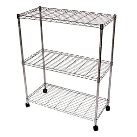 Seville Classics Chrome Mobile 3 Shelf Storage Unit