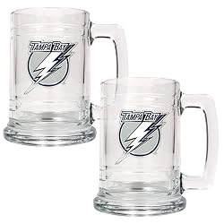 Tampa Bay Lightning NHL 2pc 15oz Glass Tankard Set- Primary Logo by Great American Products