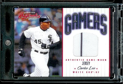 2002 Donruss Originals Gamers Carlos Lee Game Worn Jersey #ed/500 Chicago White Sox Baseball Card - Mint Condition - In Protective Screwdown Case!