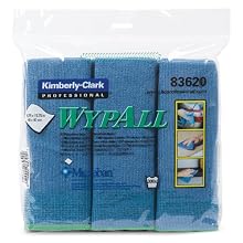Kimberly-Clark Wypall 83620 Microfiber Cloths with Microban Protection, 15-3/4" Length x 15-3/4" Width, Blue (4 Packs of 6)
