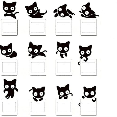 Perfect shopping 12pcs Super Huge Cat Wall Stickers Light Switch Decor Decals Art Mural Baby Kid Children Nursery Kindergarten Room