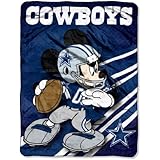 NFL Dallas Cowboys Mickey Mouse Ultra Plush Micro Super Soft Raschel Throw Blanket