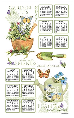 2017 Garden Rules Susan Winget Linen Calendar Towel (F3347)