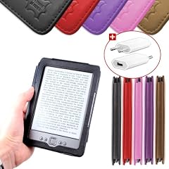 DURAGADGET Leder-Schutzh�lle im Buch Stil + USB-Premium EU/DE Ladestecker f�r den Amazon Kindle 4, Wi-Fi, 6" E Ink Display, "Neueste Generation 2011", schwarz