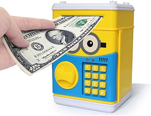 HJIAN Piggy Bank Cartoon Cash Coin Can Password ATM Money Box Children's Money Bank, Toy Banks, Automatic Bill and Coin Jar, Saving Pot (Minions)