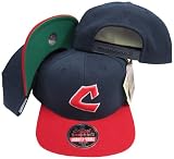 Cleveland Indians Navy/Red Two Tone Plastic Snapback Adjustable Snap Back Hat / Cap