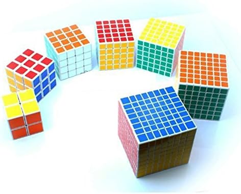 YSW Pack of 7 ,Cube Puzzle Bundle Pack,2x2x2,3x3x3,4x4x4,5x5x5,6x6x6,7x7x7,8x8x8, White Professional Speed Cubes Collection