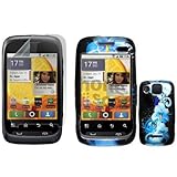 Motorola Citrus WX445 Combo Blue Flower Protective Case Faceplate Cover + L ....