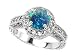 2.10 cttw 925 Sterling Silver 14K White Gold Plated Lab Created Round Blue Opal Engagement Ring - Gold Plated Silver