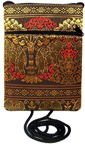 Silk Elephant Cellphone Bag (Brown/Peach)