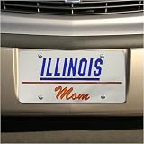 Illinois Fighting Illini Silver Mirror Mom Car License Plate