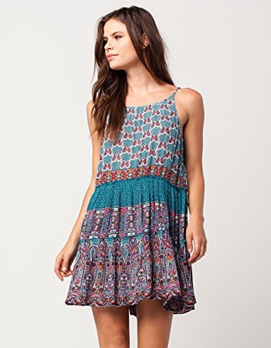 PATRONS OF PEACE Paisley Border Print Dress, Teal Blue, Small