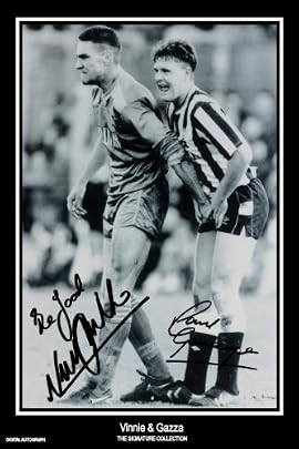 Vinnie Jones and Gazza signed  autograph print - HALF PRICE