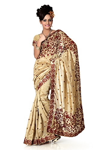 Designersareez women s bhagalpuri silk embroidered sare…