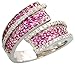 14 Karat Weissgold Fantasie Damen Ring, mit 0.38 Karat Brilliantschliff Diamanten & 1.09 Karat Brilliantschliff Pink Saphir Steine, (16mm) breit