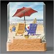 3-Dimensional glass Coaster set with wood holder ~ Beachy Keen ~ 4 Drink Coasters ~ code 272