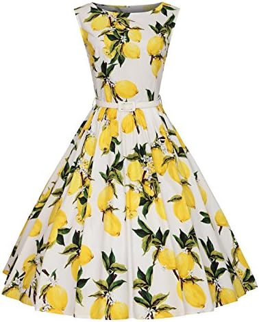 Vintage 1950s Rockabily Swing dresses Garden Party Picnic Dresses Yellow Lemon