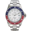 Timex 2B111 Men's Bold Silver-Tone Watch with Two-Tone Red and Blue Bezel