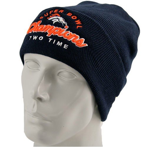 Buy Reebok Denver Broncos Two Time Super Bowl Champions Commemorative Knit Beanie by Football Fanatics