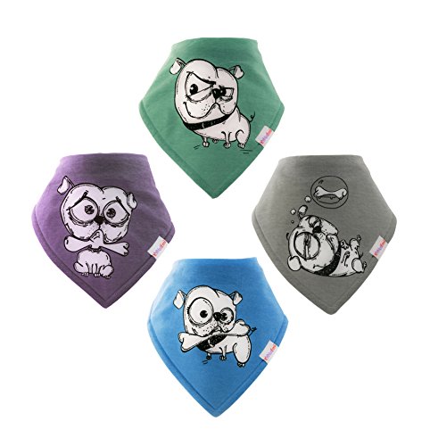 Cute Baby Bandana Drool Bibs - 4- Pack Set with Snaps - Soft and Absorbent Infant and Toddler Accessories - Perfect Baby Feeding Gift Set for Drooling, Feeding and Teething