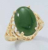 14K Yellow Gold Cab Genuine Jade Ring
