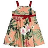 Tropical Garden Empire Bow Hawaiian Aloha Bias Flare Dress - Infant, Toddler, Small Girl Size