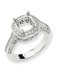 Ann Harrington Jewelry 14k White Gold .74 Ct Tw Diamond Antique Style Ring, 8 mm (for 2 Ct) Round Semi Setting With Cushion Halo Frame