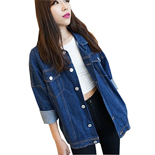 Qiangui           デニム コート レディース ジャケット  レディース  デニムジャケット レディース ジージャン ｇジャン デニム ミディアム ジャケット オーバーコート長袖 秋物   デニムジャケット ジージャン デニムコート デニムシャツ ライダースジャケット バイクジャケット ゆったり 大きめ 秋冬