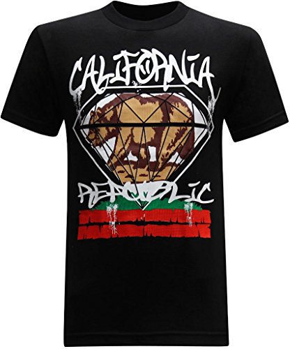 California Republic (Big Diamond Bear) Men's T-Shirt - (Large) - Premium Black